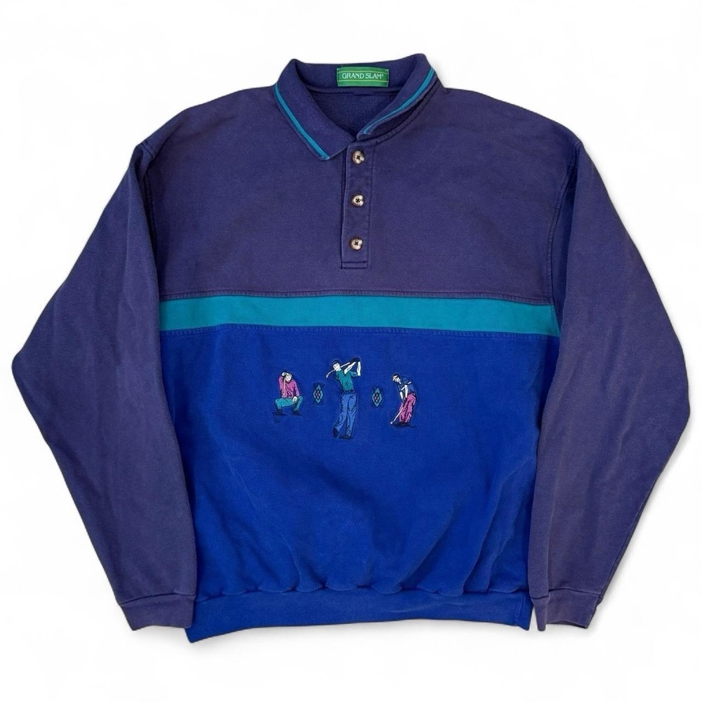 Vintage Grand Slam Colorblock Embroidered Golf Sweatshirt Men's Large Preppy 90s